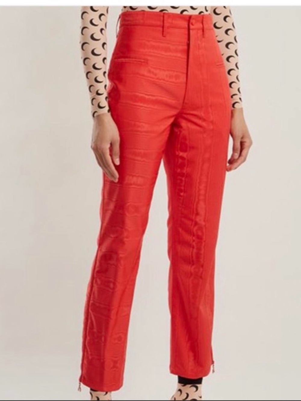 Marine Serre Red High-Waist Straight Leg Pants